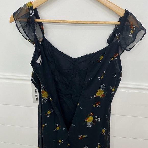 Urban Outfitters Blue and Orange Ruffled Tiered Midi Dress - Picture 6 of 6